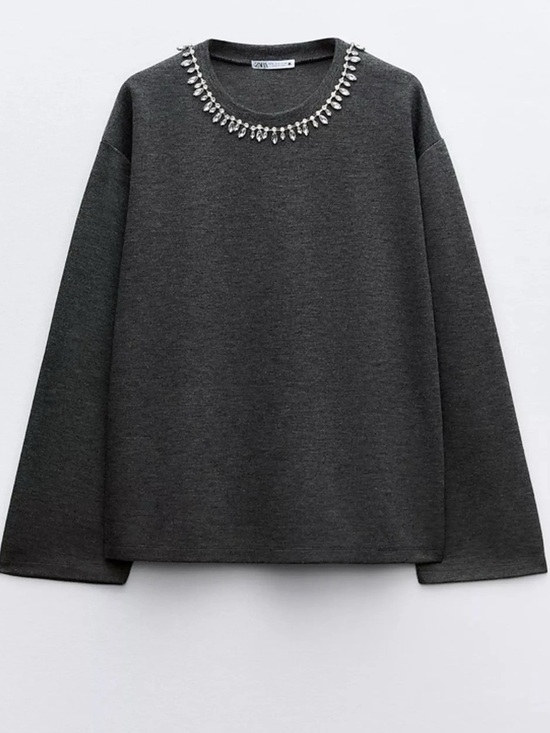 Zara Sweaters - Zara embellished collared sweater small NWT